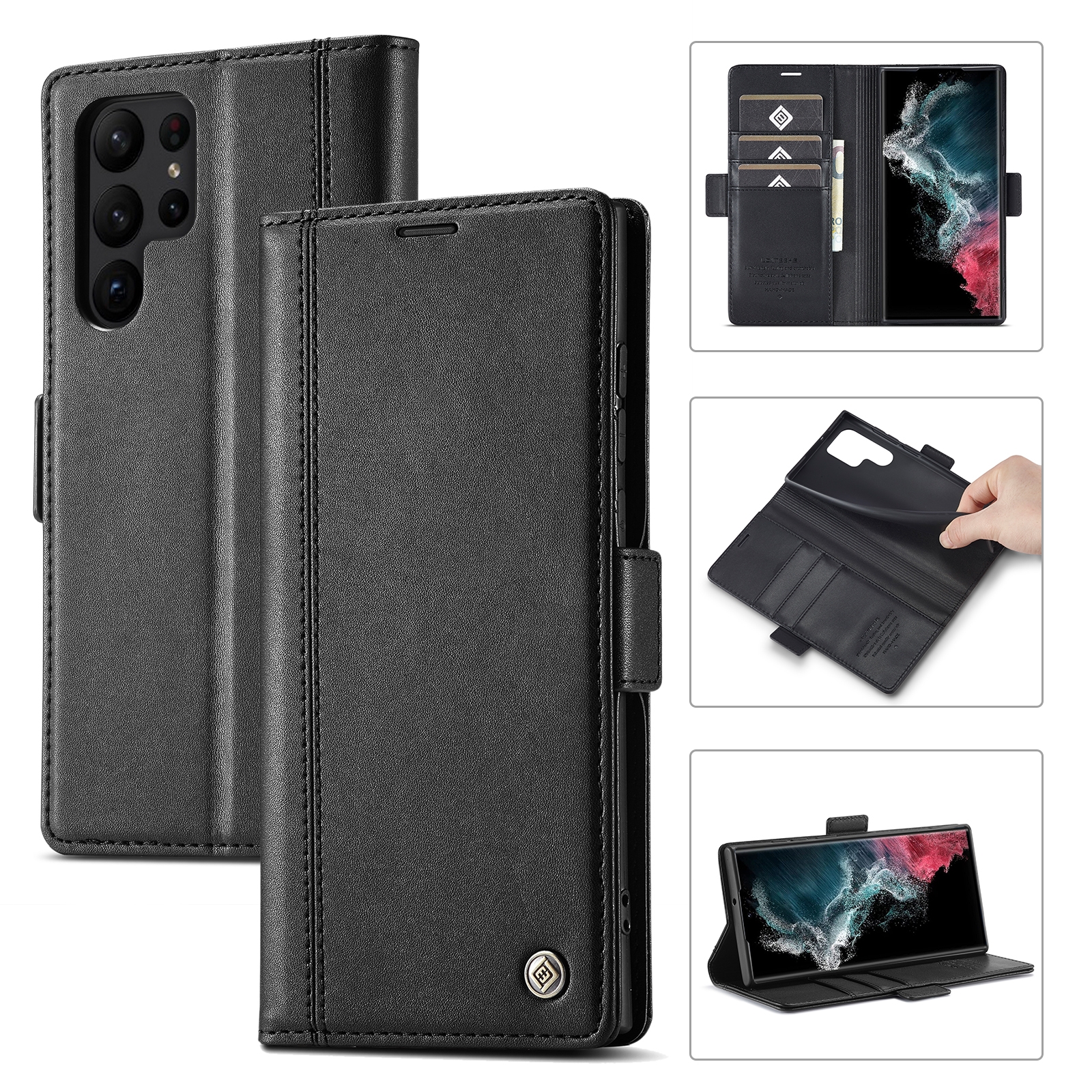 For Samsung Galaxy S24 Ultra LC.IMEEKE Skin-friendly Card Slots Leather Phone Case(Black) For Samsung Galaxy S24 Ultra LC.IMEEKE Skin-friendly Card Slots Leather Phone Case(Black)