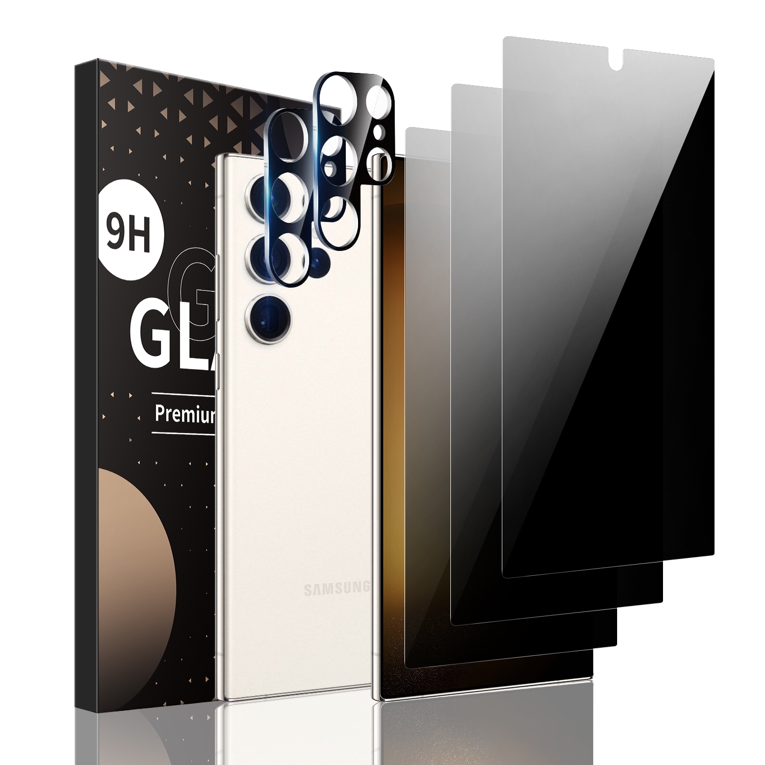 For Samsung Galaxy S24 Ultra 5G 3pcs 0.16mm 9H Nanoglass Fingerprint Unlock Privacy Screen Film with 2pcs Lens Film For Samsung Galaxy S24 Ultra 5G 3pcs 0.16mm 9H Nanoglass Fingerprint Unlock Privacy Screen Film with 2pcs Lens Film