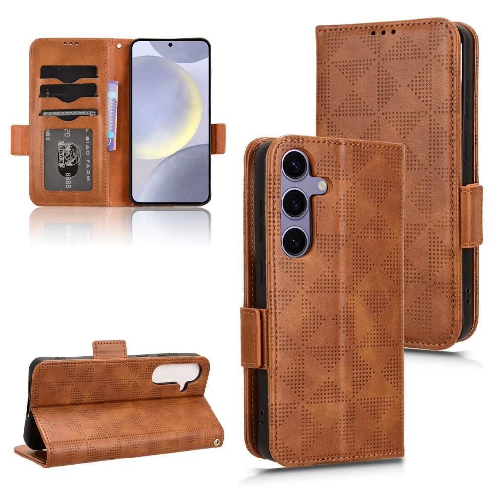 For Samsung Galaxy S24 5G Symmetrical Triangle Leather Phone Case(Brown) For Samsung Galaxy S24 5G Symmetrical Triangle Leather Phone Case(Brown)