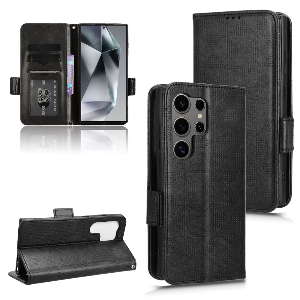 For Samsung Galaxy S24 Ultra 5G Symmetrical Triangle Leather Phone Case(Black) For Samsung Galaxy S24 Ultra 5G Symmetrical Triangle Leather Phone Case(Black)