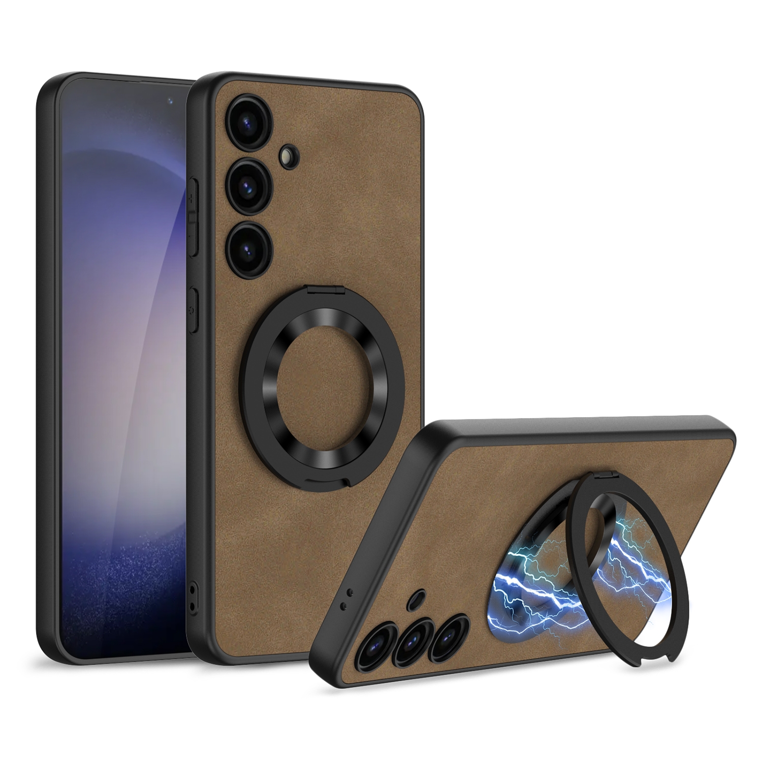 For Samsung Galaxy S24 5G GKK Skin Feel Frosted Leather MagSafe Magnetic Phone Case with Holder(Brown) For Samsung Galaxy S24 5G GKK Skin Feel Frosted Leather MagSafe Magnetic Phone Case with Holder(Brown)