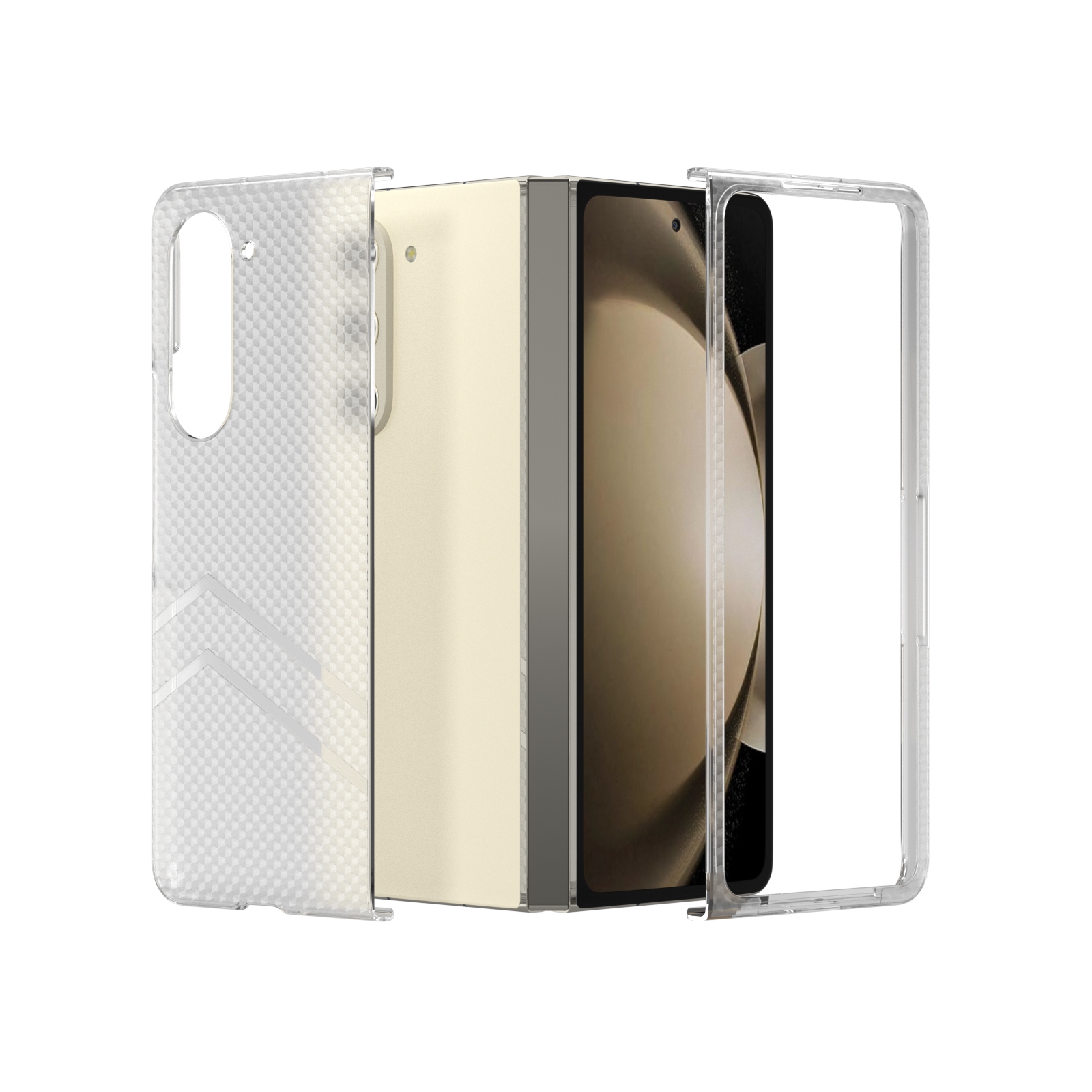 For Samsung Galaxy Z Fold5 5G Wave Pattern Transparent Frosted Phone Case