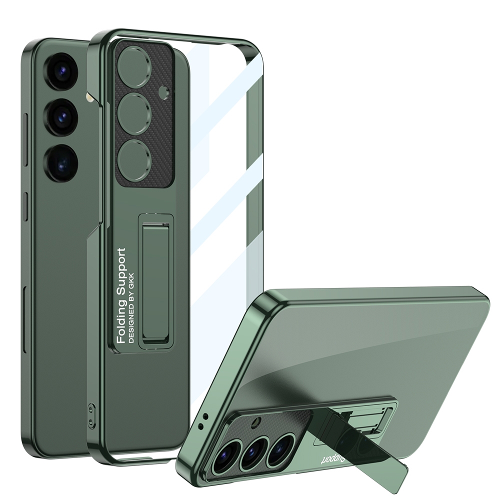 For Samsung Galaxy S24 5G GKK Electroplating Full Coverage Protective Phone Case with Holder(Green) For Samsung Galaxy S24 5G GKK Electroplating Full Coverage Protective Phone Case with Holder(Green)