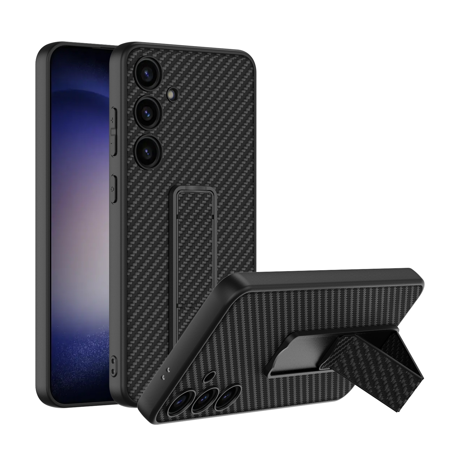 For Samsung Galaxy S24 5G GKK Skin Feel Leather Fold Holder Phone Case(Carbon Fiber Texture) For Samsung Galaxy S24 5G GKK Skin Feel Leather Fold Holder Phone Case(Carbon Fiber Texture)