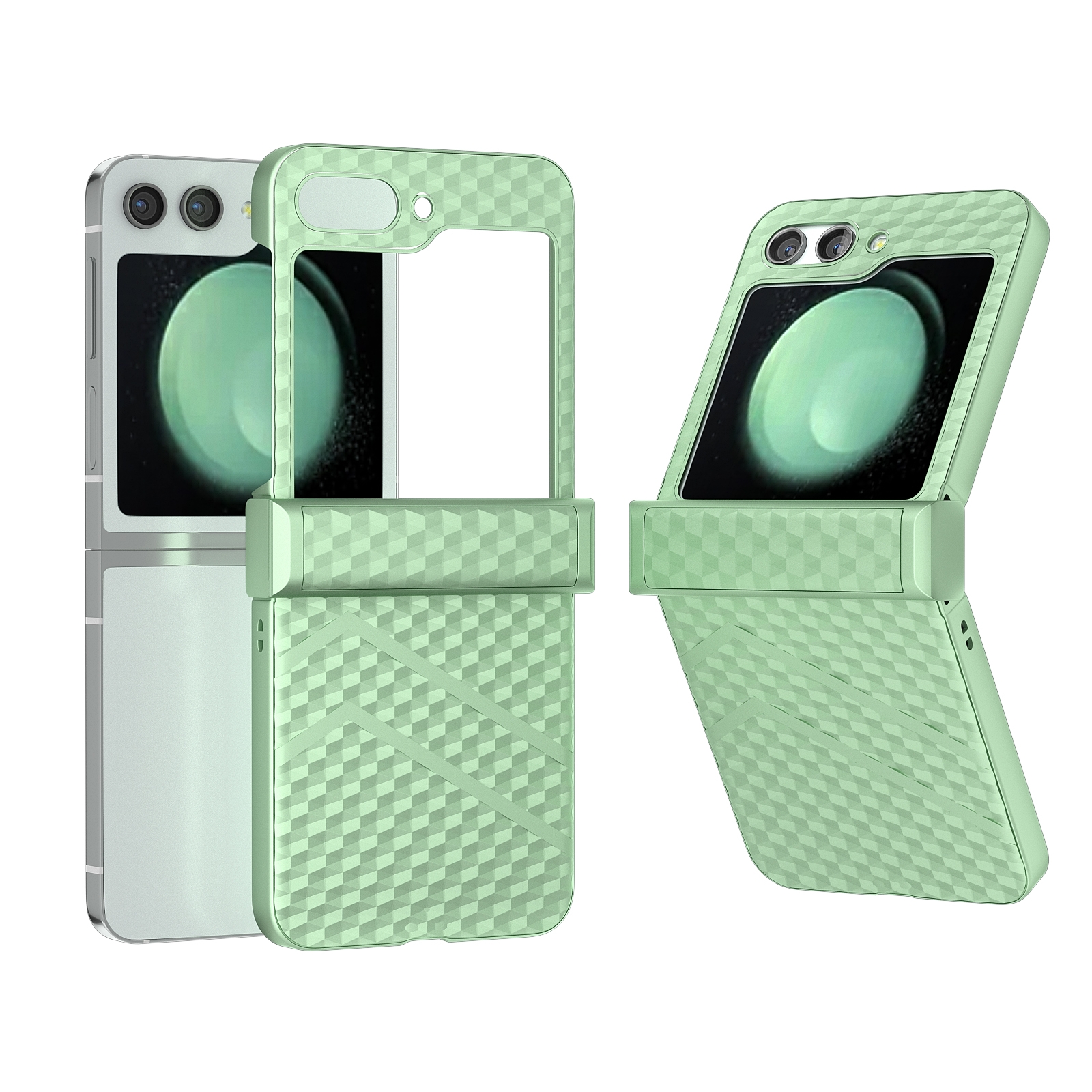 For Samsung Galaxy Z Flip5 5G 3 in 1 Wave Pattern Matte PC Phone Case with Hinge(Light Green) For Samsung Galaxy Z Flip5 5G 3 in 1 Wave Pattern Matte PC Phone Case with Hinge(Light Green)