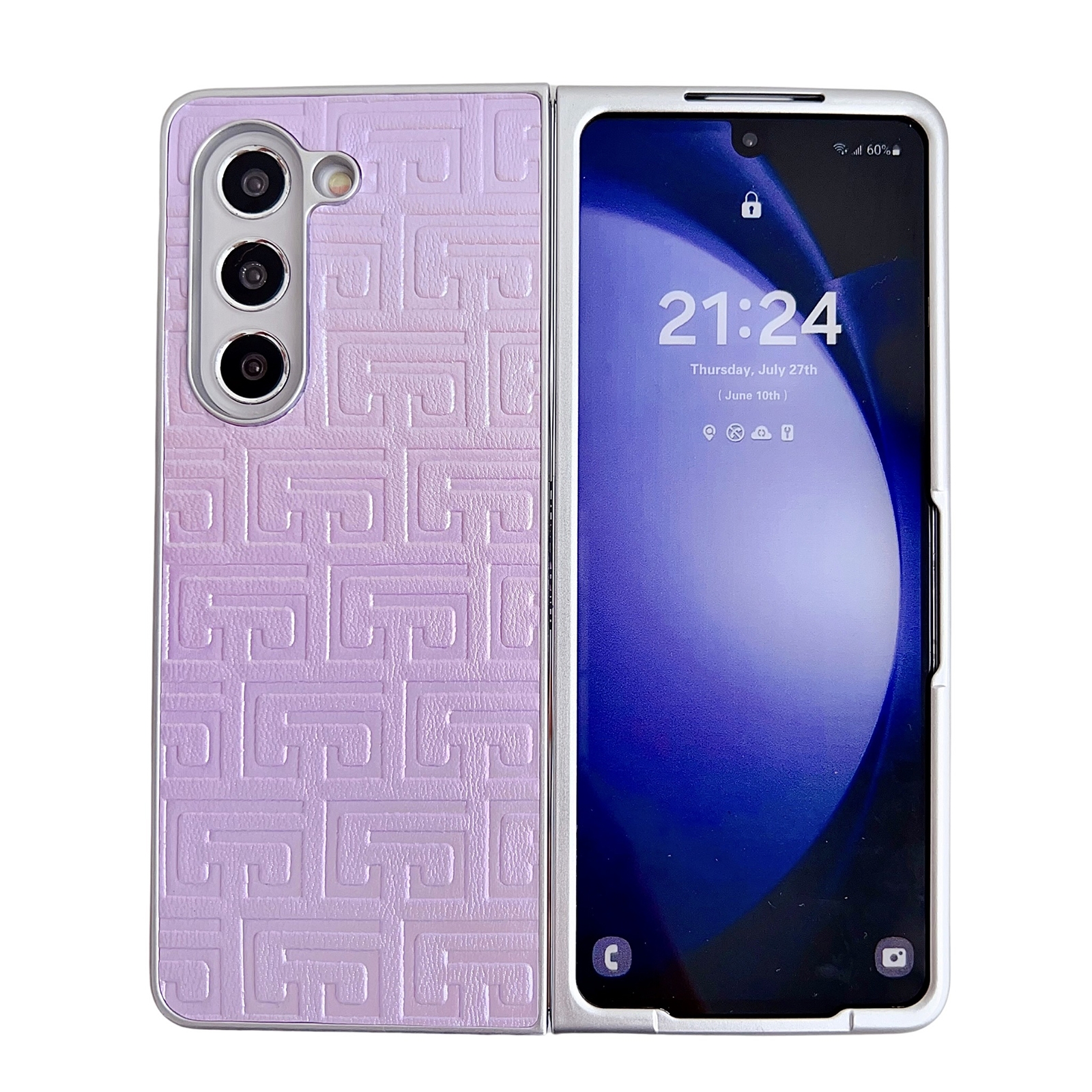 For Samsung Galaxy Z Fold5 5G Pearlescent Paint Gradient Geometric Leather Phone Case(Purple) For Samsung Galaxy Z Fold5 5G Pearlescent Paint Gradient Geometric Leather Phone Case(Purple)