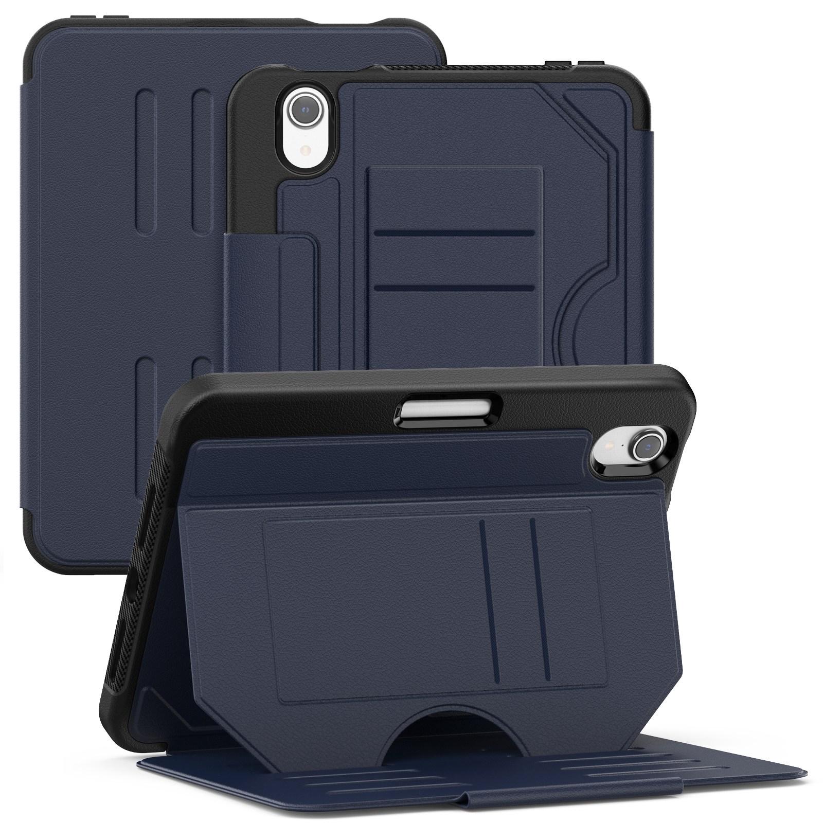 For iPad mini 2024 / mini 6 Notebook Magnetic Leather Tablet Case(Navy Blue)