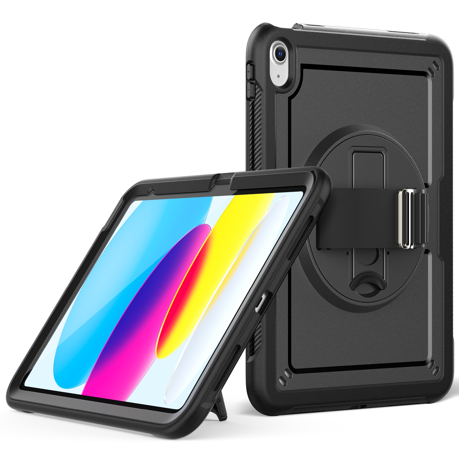For iPad 10th Gen 10.9 2022 Honeycomb Hand Grip Turntable Stand Tablet Case(Black) For iPad 10th Gen 10.9 2022 Honeycomb Hand Grip Turntable Stand Tablet Case(Black)