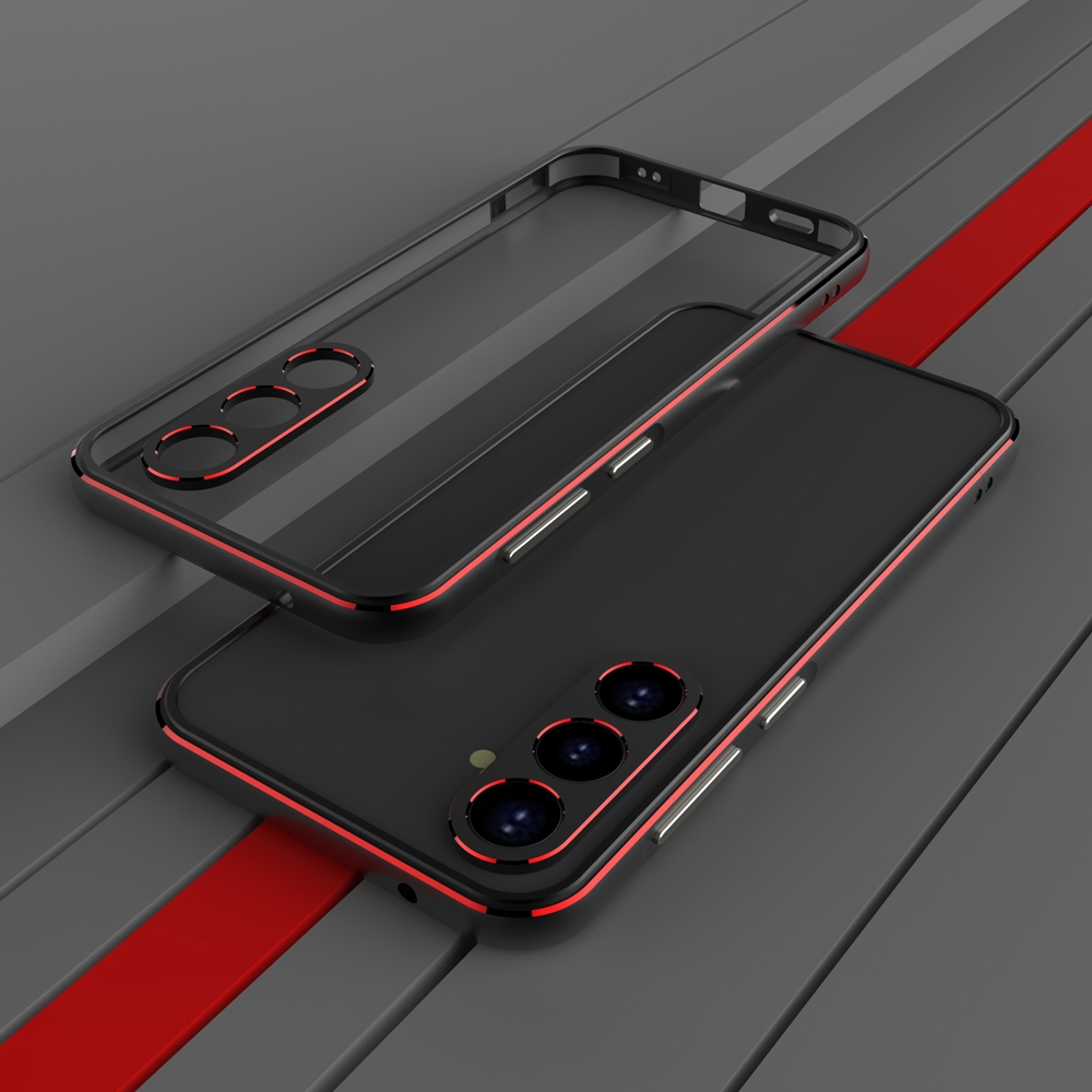 For Samsung Galaxy S23 FE 5G Aurora Series Lens Protector + Metal Frame Phone Case(Black Red) For Samsung Galaxy S23 FE 5G Aurora Series Lens Protector + Metal Frame Phone Case(Black Red)