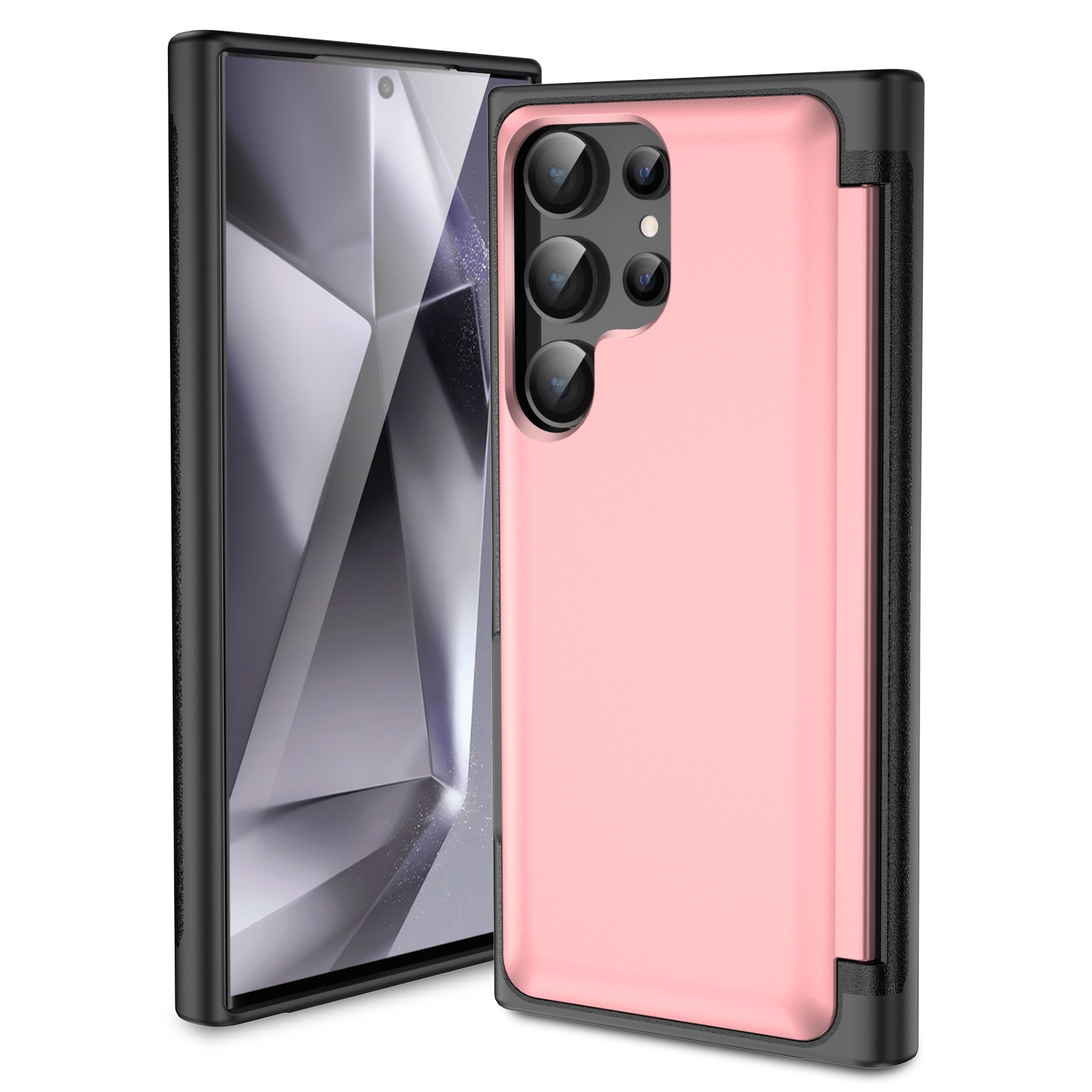 For Samsung Galaxy S23 Ultra 5G 3 in 1 Flip Holder Phone Case(Pink) For Samsung Galaxy S23 Ultra 5G 3 in 1 Flip Holder Phone Case(Pink)