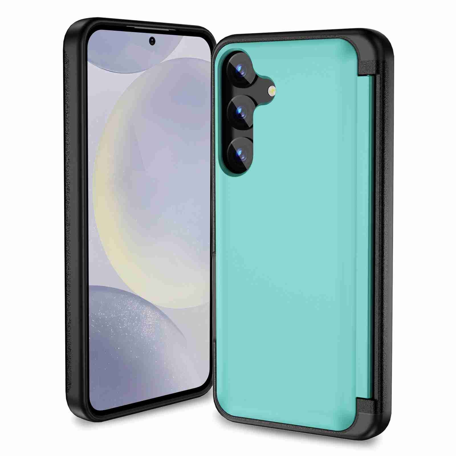 For Samsung Galaxy S22+ 5G 3 in 1 Flip Holder Phone Case(Cyan) For Samsung Galaxy S22+ 5G 3 in 1 Flip Holder Phone Case(Cyan)