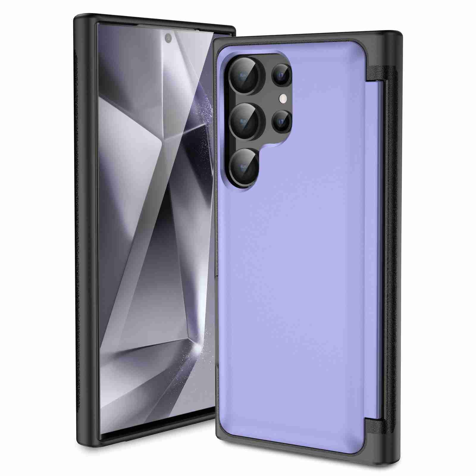 For Samsung Galaxy S22 Ultra 5G 3 in 1 Flip Holder Phone Case(Light Purple) For Samsung Galaxy S22 Ultra 5G 3 in 1 Flip Holder Phone Case(Light Purple)