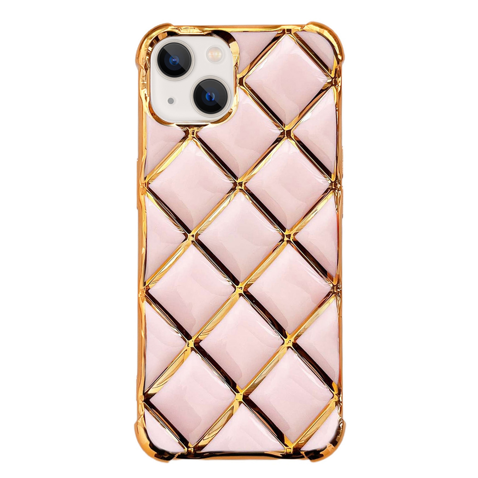 For iPhone 15 Plus Electroplated Varnish Diamond TPU Phone Case(Pink) For iPhone 15 Plus Electroplated Varnish Diamond TPU Phone Case(Pink)