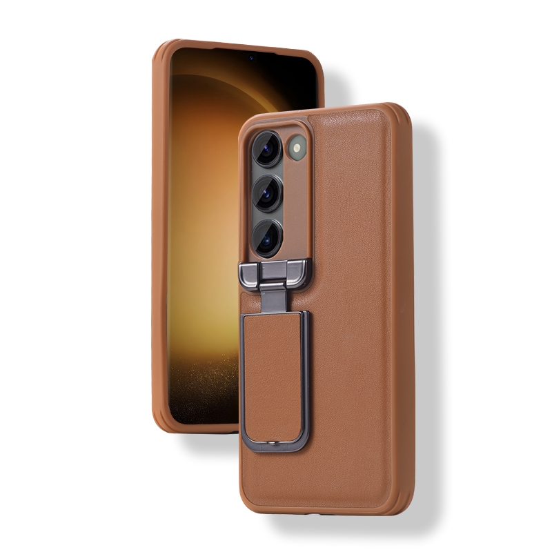 For Samsung Galaxy S24+ 5G Lens Flip Cover All-inclusive Phone Case with Holder(Brown) For Samsung Galaxy S24+ 5G Lens Flip Cover All-inclusive Phone Case with Holder(Brown)