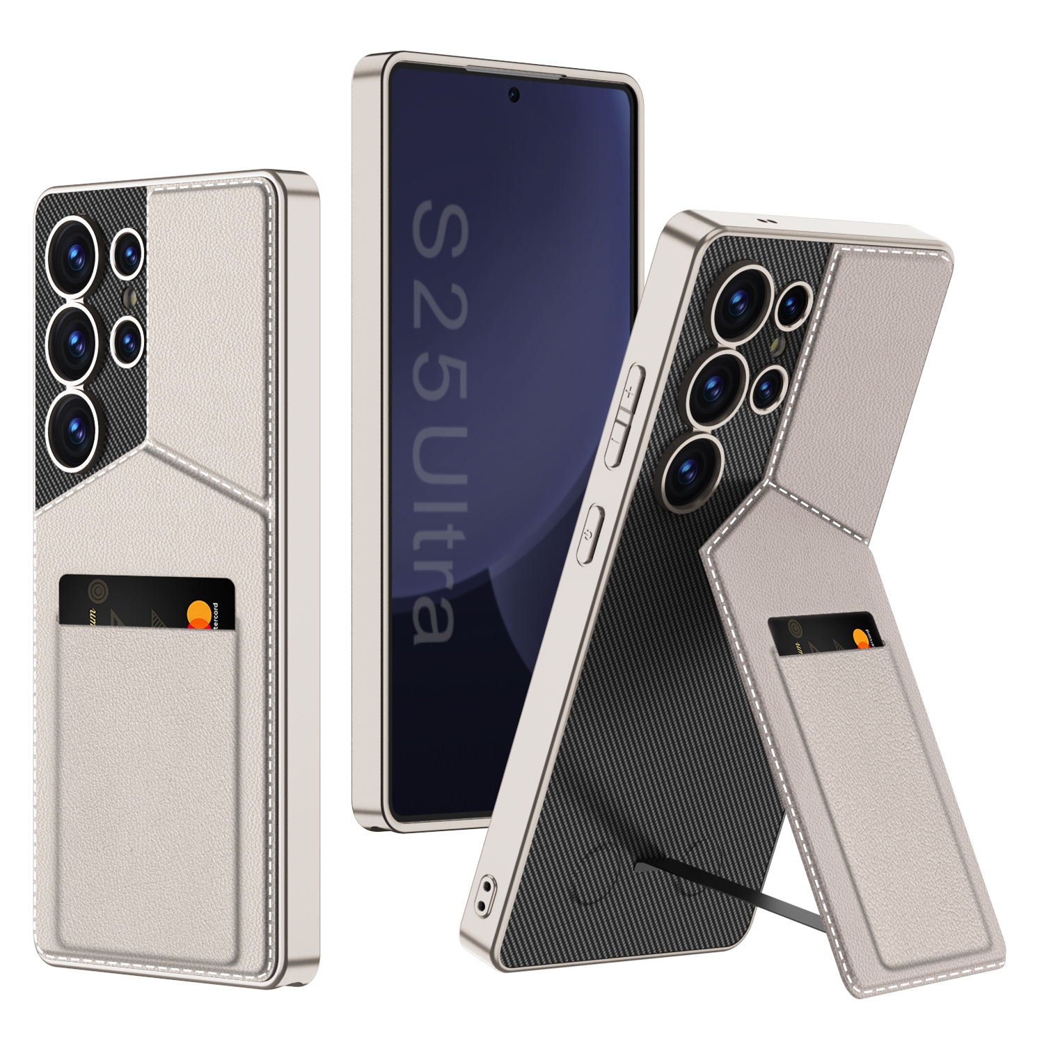 For Samsung Galaxy S25 Ultra 5G GKK Rotor Bracket Recessed Card Bag Full Coverage Phone Case(Grey) For Samsung Galaxy S25 Ultra 5G GKK Rotor Bracket Recessed Card Bag Full Coverage Phone Case(Grey)