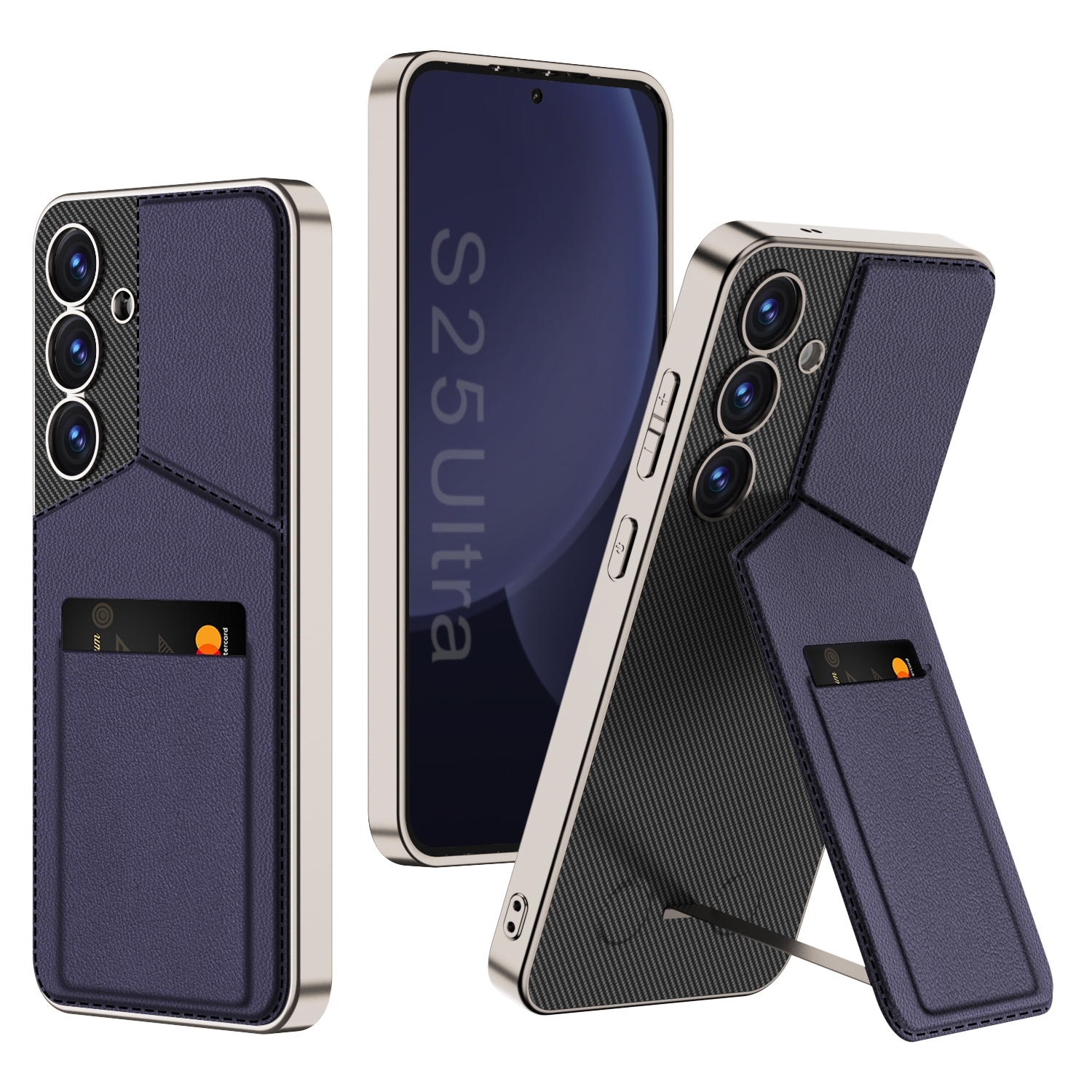 For Samsung Galaxy S25 5G GKK Rotor Bracket Recessed Card Bag Full Coverage Phone Case(Purple) For Samsung Galaxy S25 5G GKK Rotor Bracket Recessed Card Bag Full Coverage Phone Case(Purple)