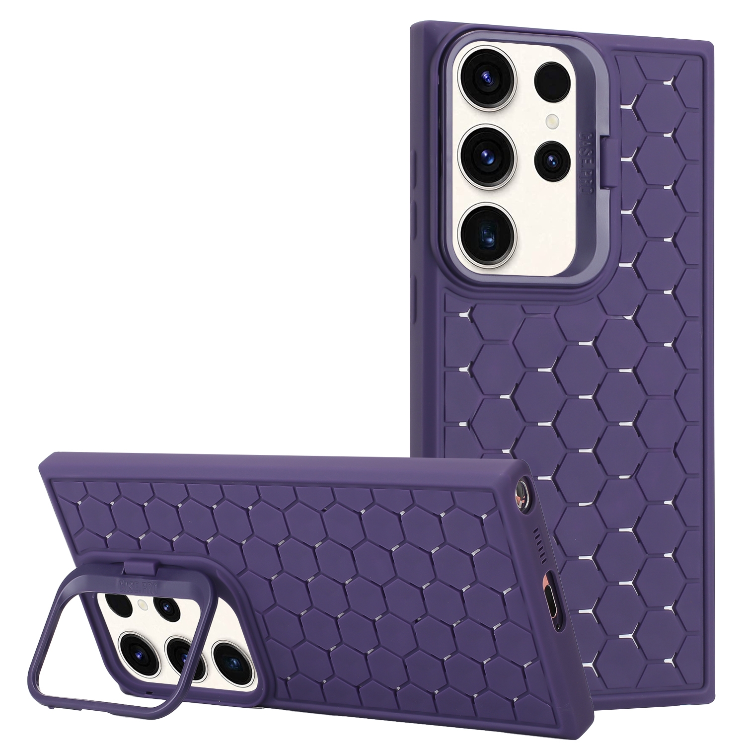 For Samsung Galaxy S24 Ultra 5G Honeycomb Radiating Lens Holder Magsafe Phone Case(Purple) For Samsung Galaxy S24 Ultra 5G Honeycomb Radiating Lens Holder Magsafe Phone Case(Purple)