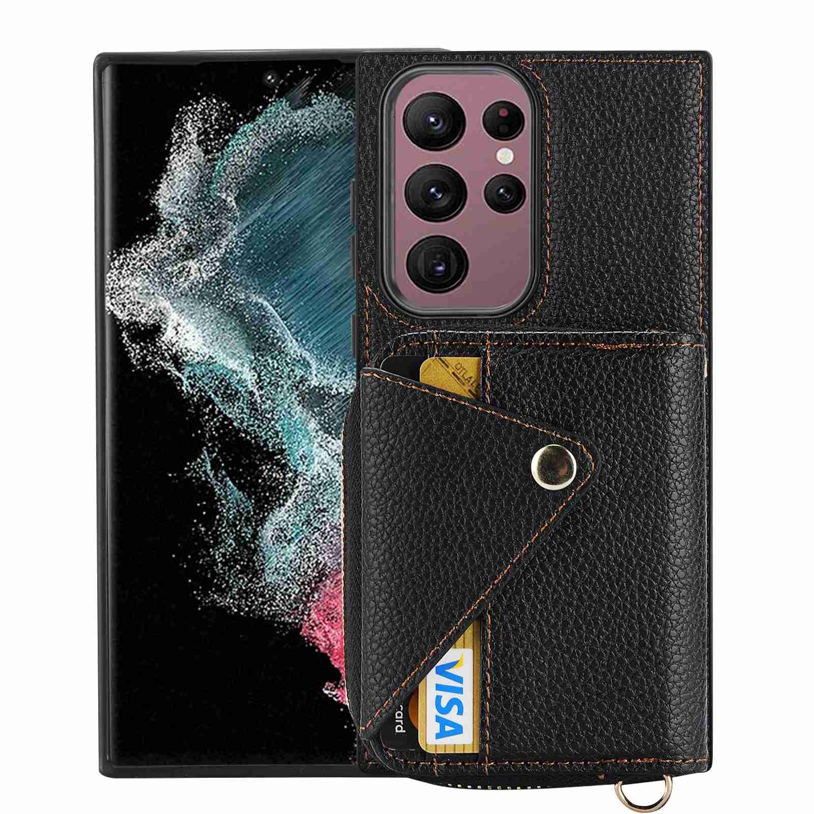 For Samsung Galaxy S23 Ultra 5G Crossbody Zipper Card Bag RFID Anti-theft Phone Case(Black) For Samsung Galaxy S23 Ultra 5G Crossbody Zipper Card Bag RFID Anti-theft Phone Case(Black)