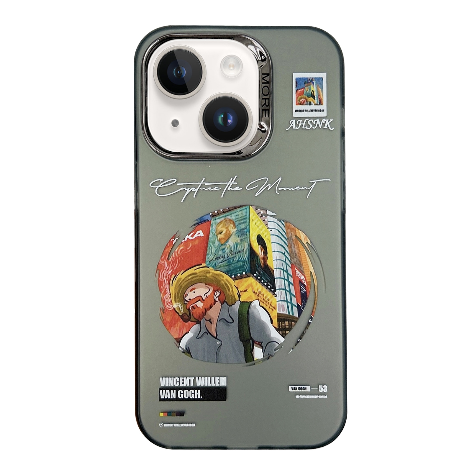 For iPhone 15 Electroplated Lens Illustration Phone Case(Grey) For iPhone 15 Electroplated Lens Illustration Phone Case(Grey)