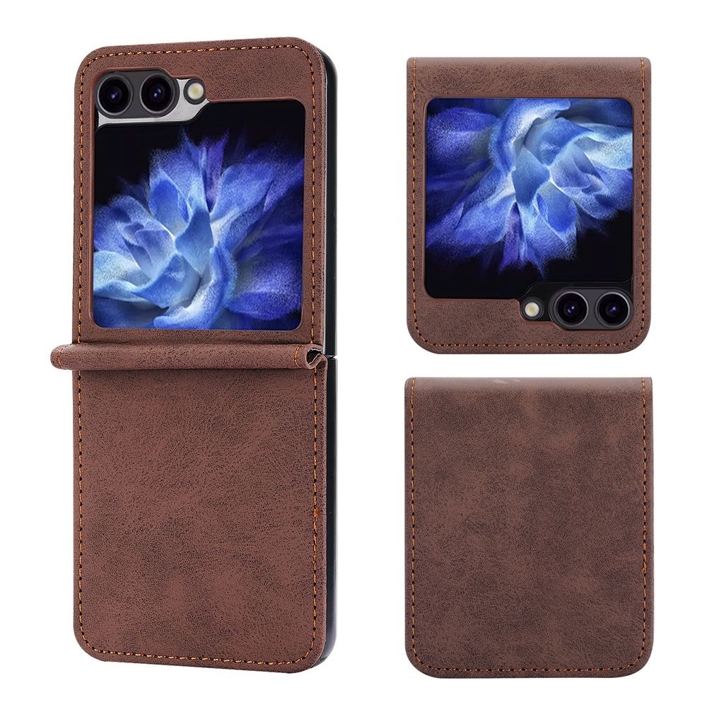 For Samsung Galaxy Z Flip6 Business Solid Color Magnetic RFID Anti-theft Phone Case(Brown) For Samsung Galaxy Z Flip6 Business Solid Color Magnetic RFID Anti-theft Phone Case(Brown)