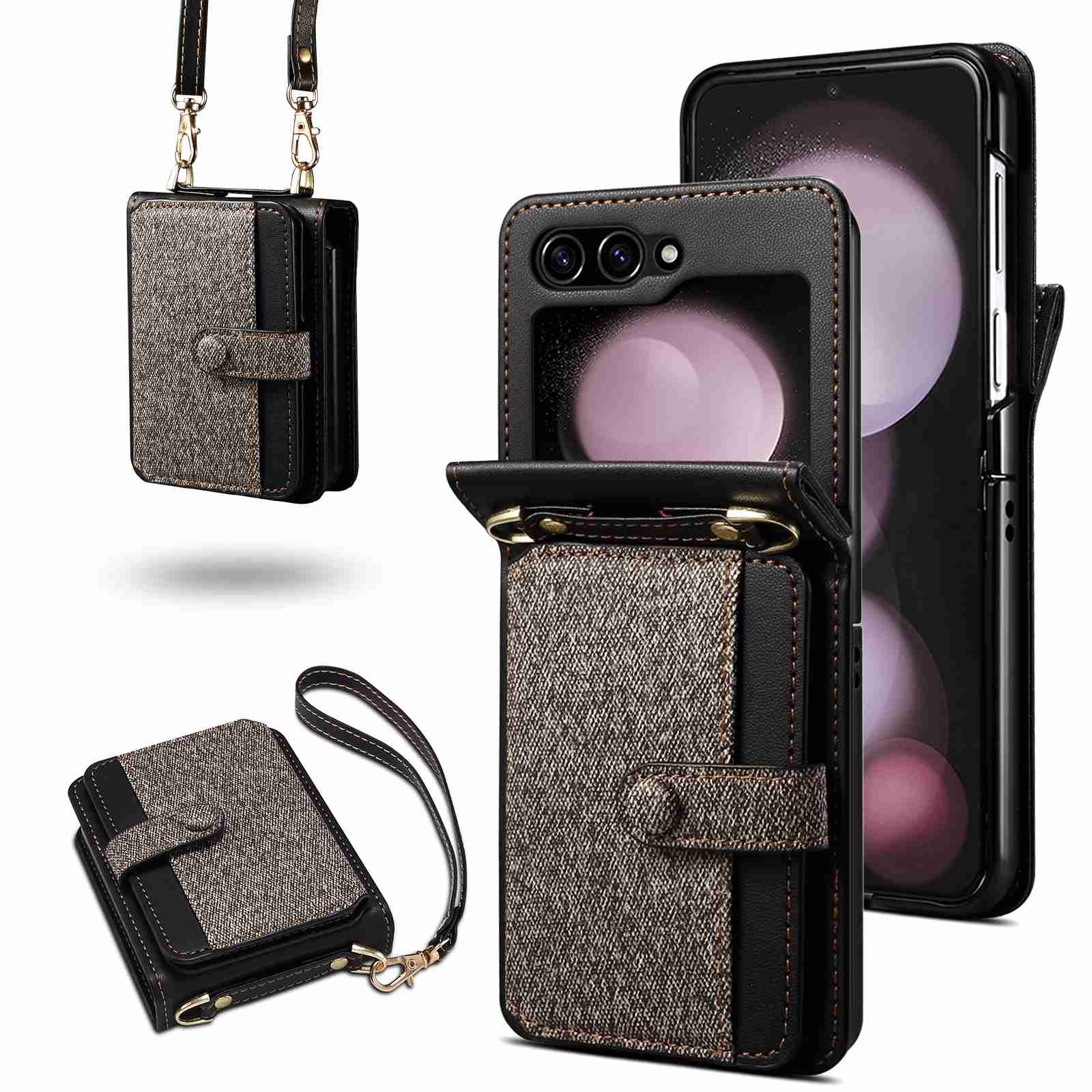 For Samsung Galaxy Z Flip5 Crossbody Color Matching Folding Phone Case(Dark Grey) For Samsung Galaxy Z Flip5 Crossbody Color Matching Folding Phone Case(Dark Grey)