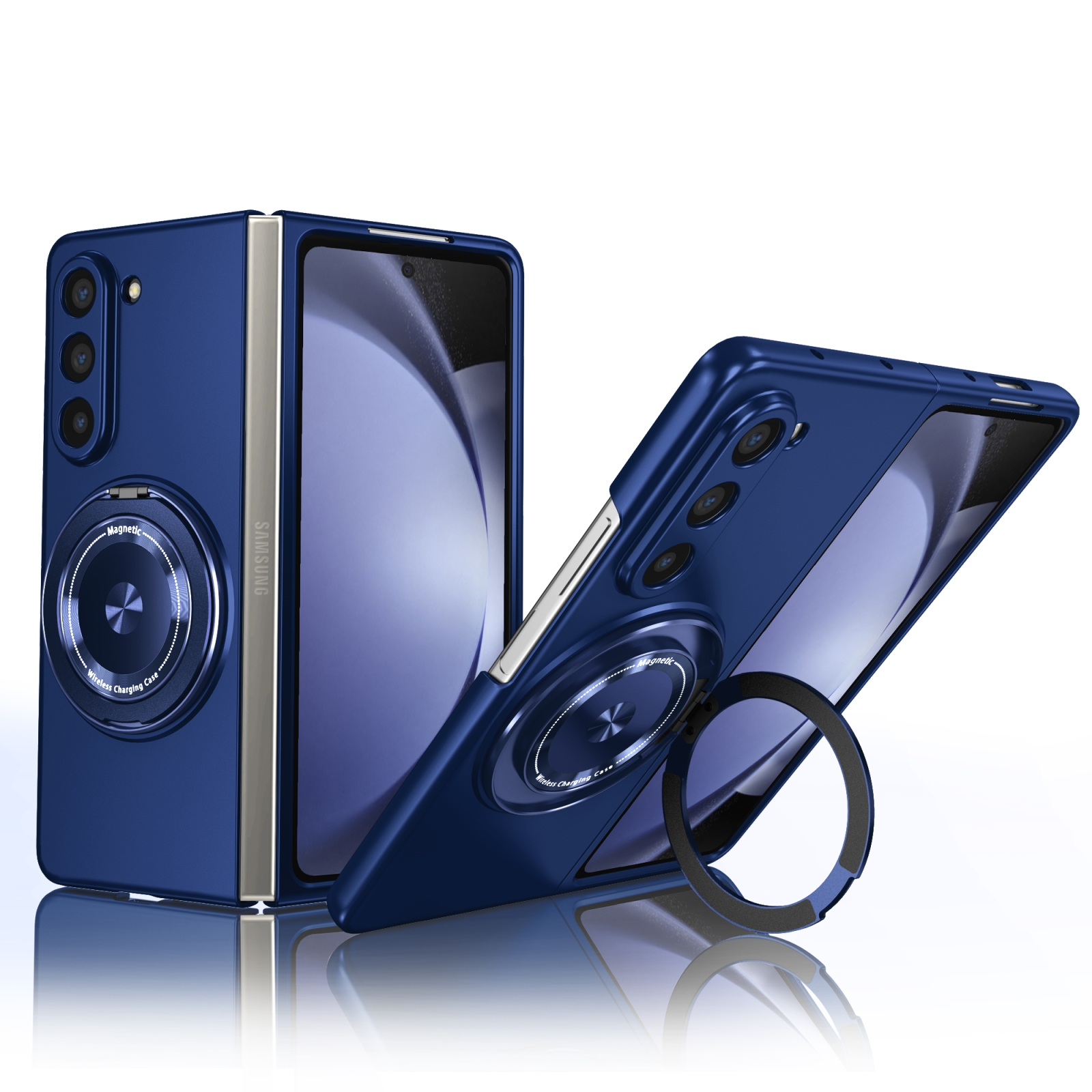 For Samsung Galaxy Z Fold5 5G 360 Degree Rotating Holder MagSafe PC Full Coverage Shockproof Phone Case(Blue) For Samsung Galaxy Z Fold5 5G 360 Degree Rotating Holder MagSafe PC Full Coverage Shockproof Phone Case(Blue)