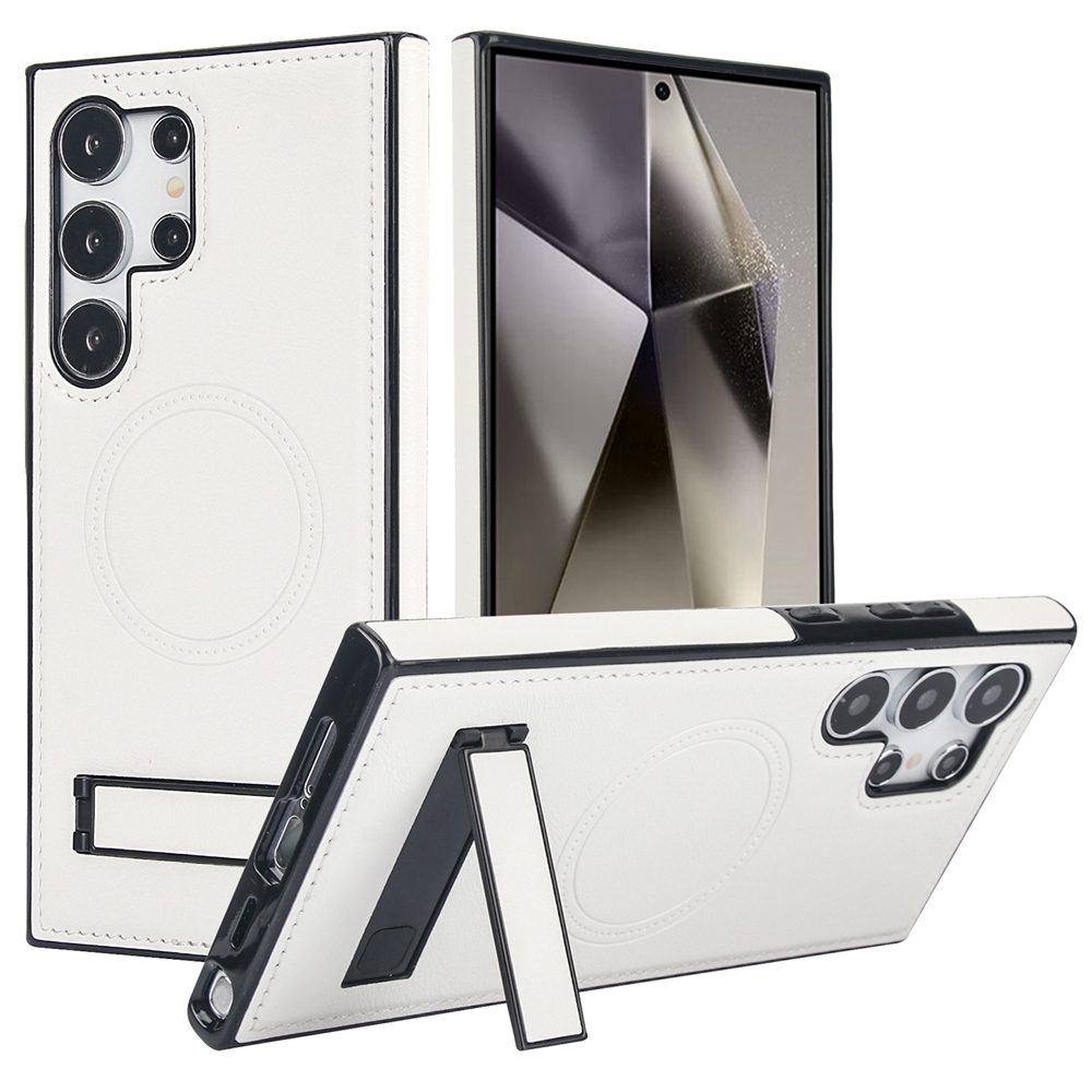 For Samsung Galaxy S24 Ultra 5G Retro Leather Invisible Stand MagSafe Phone Case(White) For Samsung Galaxy S24 Ultra 5G Retro Leather Invisible Stand MagSafe Phone Case(White)