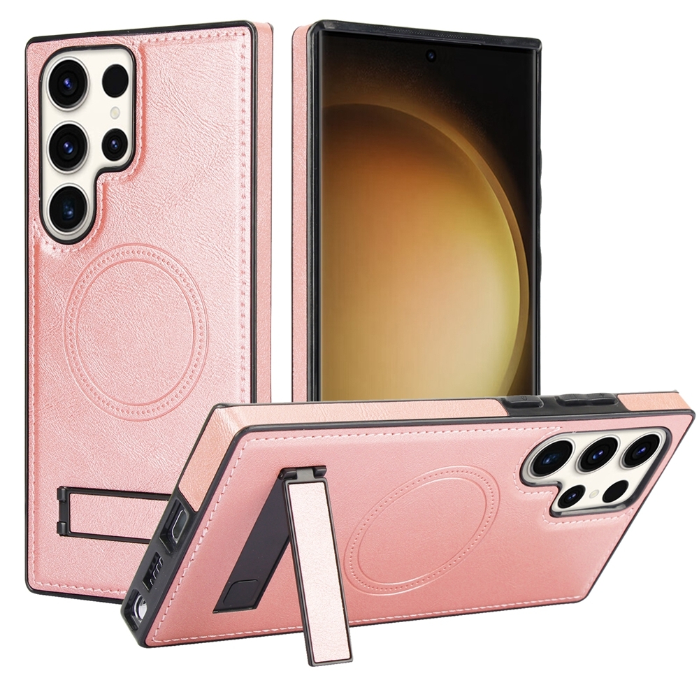 For Samsung Galaxy S23 Ultra 5G Retro Leather Invisible Stand MagSafe Phone Case(Rose Gold) For Samsung Galaxy S23 Ultra 5G Retro Leather Invisible Stand MagSafe Phone Case(Rose Gold)