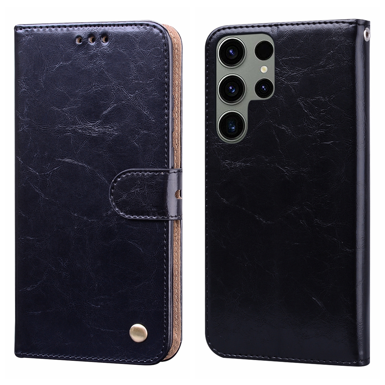 ForSamsung Galaxy S24 Ultra Oil Wax Texture Shockproof Flip Leather Phone Case(Black) ForSamsung Galaxy S24 Ultra Oil Wax Texture Shockproof Flip Leather Phone Case(Black)