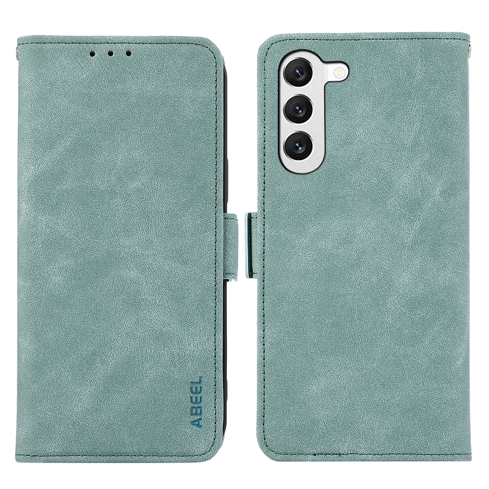 For Samsung Galaxy S22 5G ABEEL Frosted Magnetic RFID Leather Phone Case(Cyan) For Samsung Galaxy S22 5G ABEEL Frosted Magnetic RFID Leather Phone Case(Cyan)
