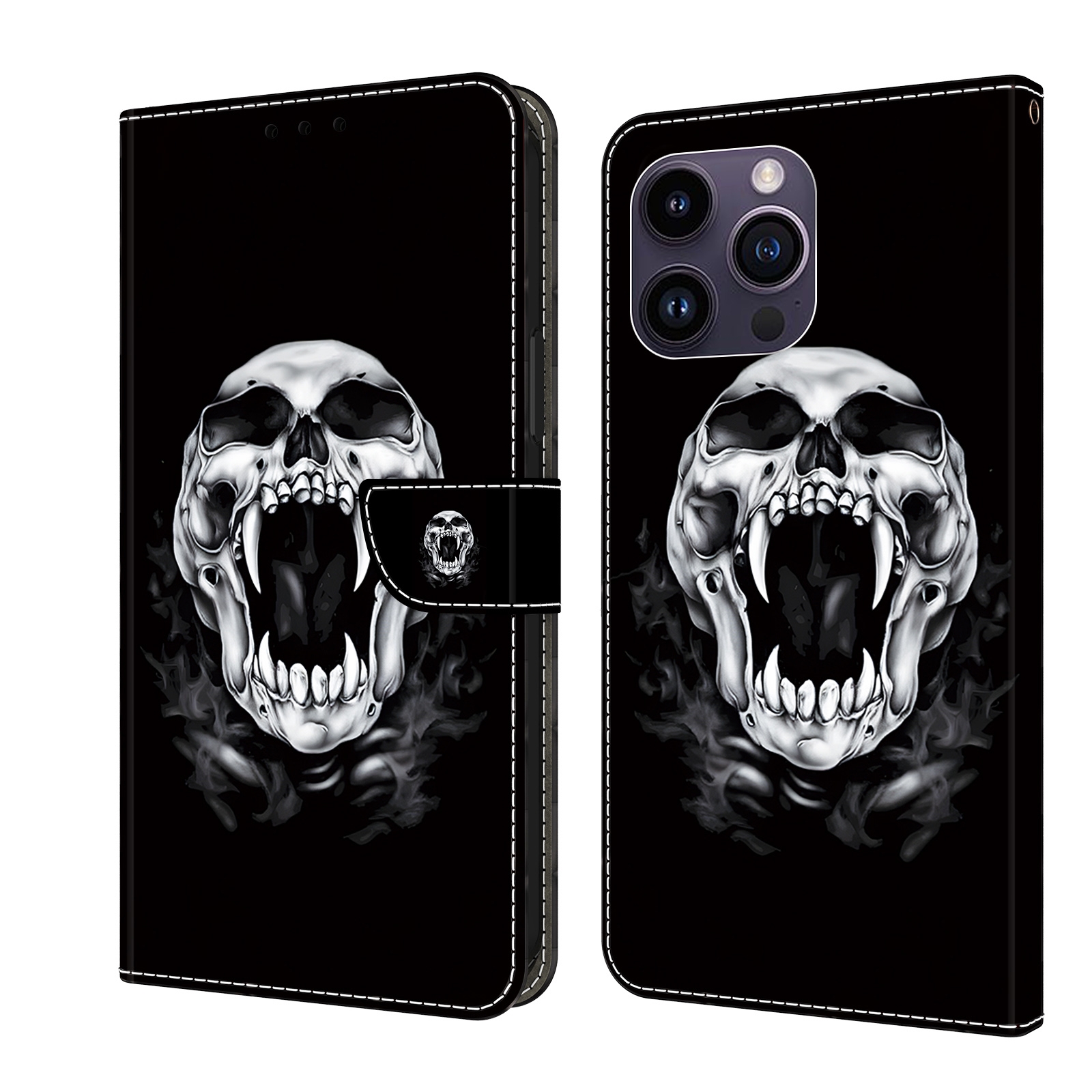 For iPhone 12 Pro Max/13 Pro Max Crystal Painted Leather Phone case(Skull)