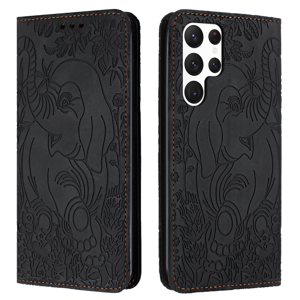For Samsung Galaxy S24 Ultra 5G Retro Elephant Embossed Leather Phone Case(Black) For Samsung Galaxy S24 Ultra 5G Retro Elephant Embossed Leather Phone Case(Black)