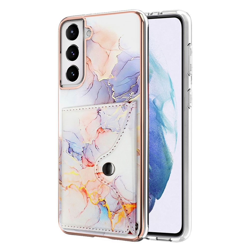 For Samsung Galaxy S21 5G Marble Pattern IMD Card Slot Phone Case(Galaxy Marble White) For Samsung Galaxy S21 5G Marble Pattern IMD Card Slot Phone Case(Galaxy Marble White)