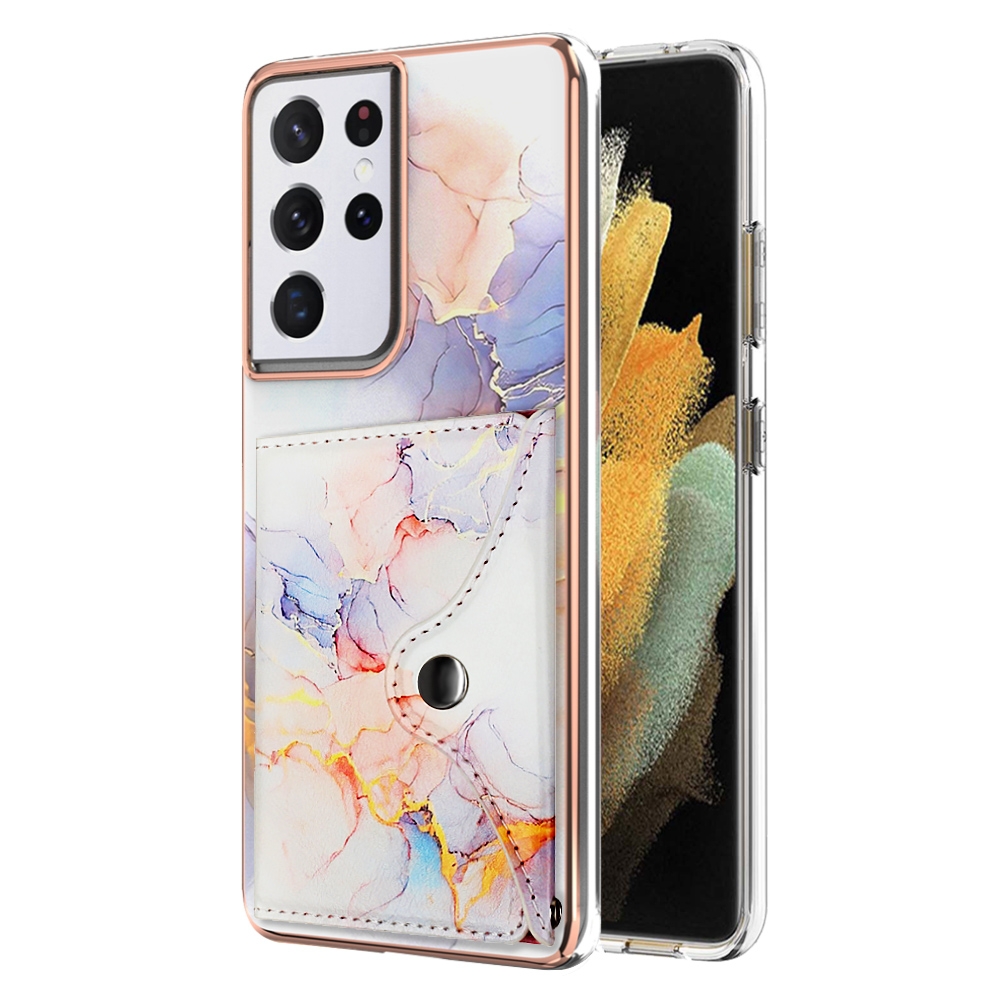 For Samsung Galaxy S21 Ultra 5G Marble Pattern IMD Card Slot Phone Case(Galaxy Marble White) For Samsung Galaxy S21 Ultra 5G Marble Pattern IMD Card Slot Phone Case(Galaxy Marble White)