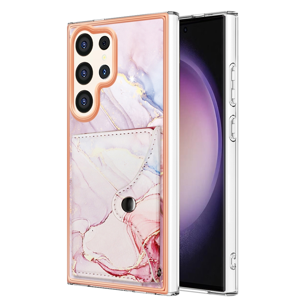 For Samsung Galaxy S23 Ultra 5G Marble Pattern IMD Card Slot Phone Case(Rose Gold) For Samsung Galaxy S23 Ultra 5G Marble Pattern IMD Card Slot Phone Case(Rose Gold)