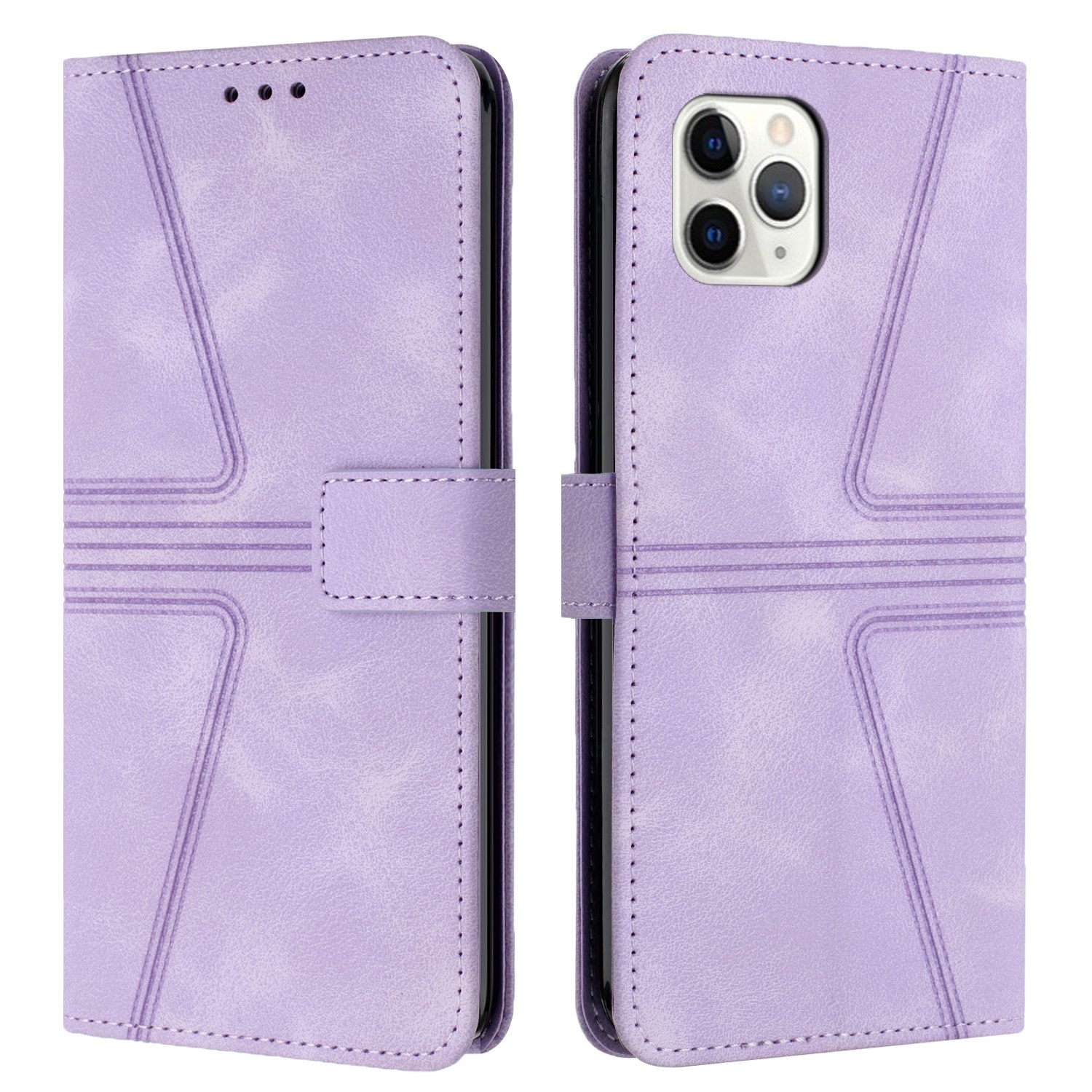 For iPhone 11 Pro Triangle Solid Color Leather Phone Case(Purple) For iPhone 11 Pro Triangle Solid Color Leather Phone Case(Purple)