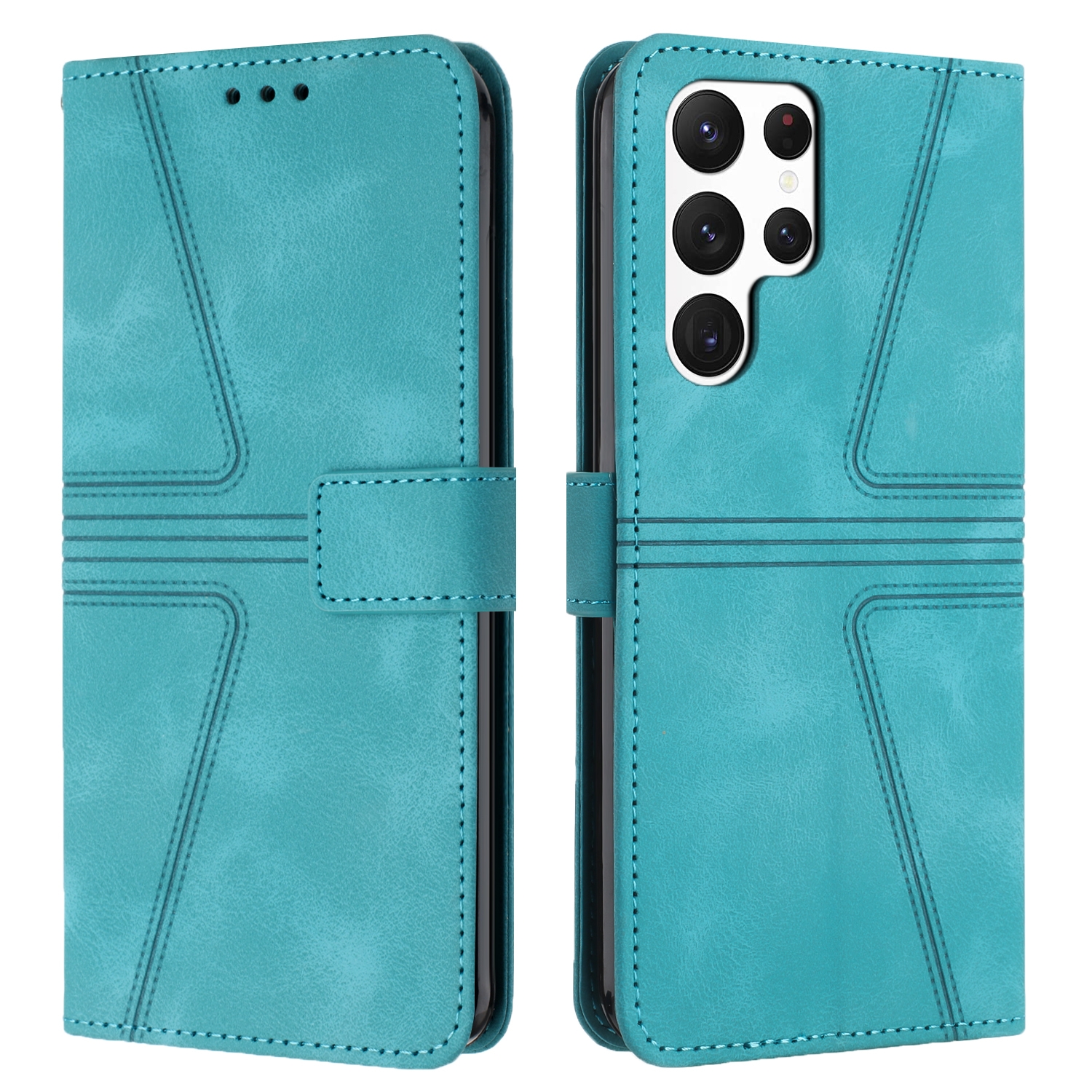 For Samsung Galaxy S24 Ultra 5G Triangle Solid Color Leather Phone Case(Green) For Samsung Galaxy S24 Ultra 5G Triangle Solid Color Leather Phone Case(Green)