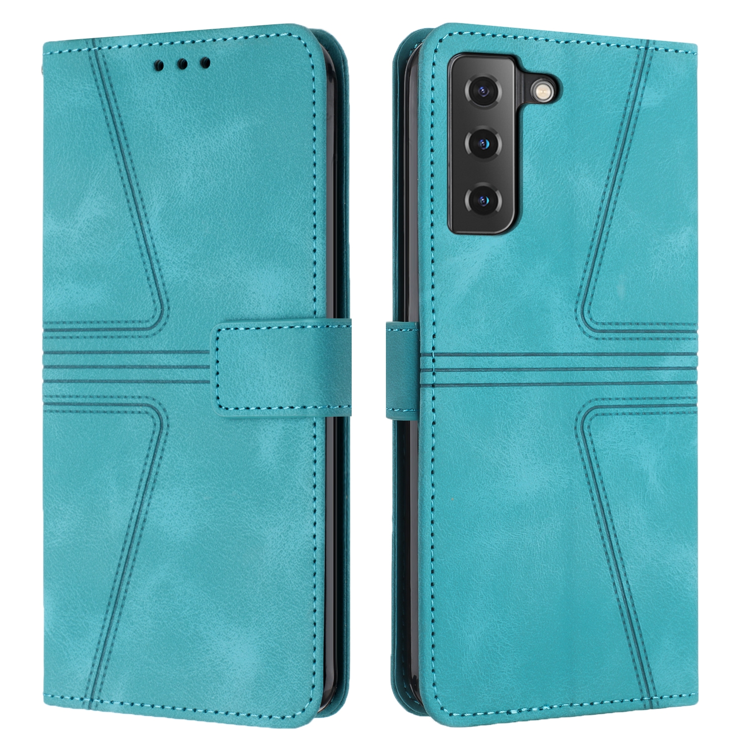 For Samsung Galaxy S22 5G Triangle Solid Color Leather Phone Case(Green) For Samsung Galaxy S22 5G Triangle Solid Color Leather Phone Case(Green)