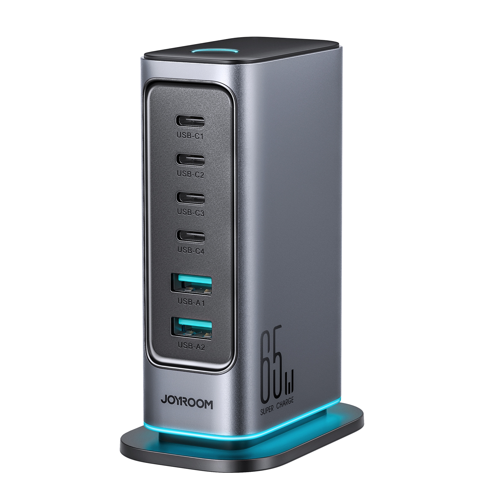 JOYROOM JR-TCM02 6 in 1 65W GaN 4 USB-C & 2 USB-A Multi-port Charger, Power Plug:EU Plug(Dark Gray) JOYROOM JR-TCM02 6 in 1 65W GaN 4 USB-C & 2 USB-A Multi-port Charger, Power Plug:EU Plug(Dark Gray)
