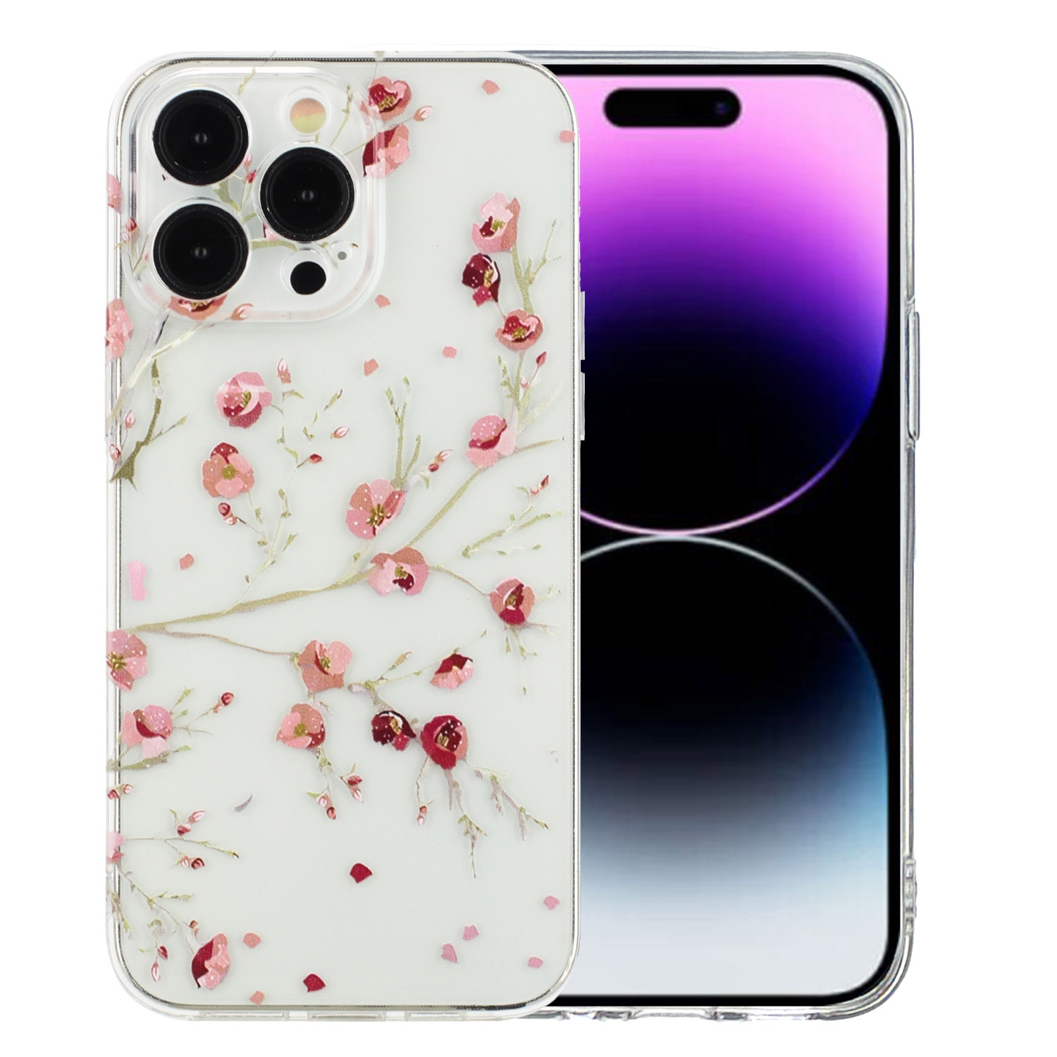 For iPhone 15 Pro Colorful Painting Pattern TPU Phone Case(Red Flowers) For iPhone 15 Pro Colorful Painting Pattern TPU Phone Case(Red Flowers)