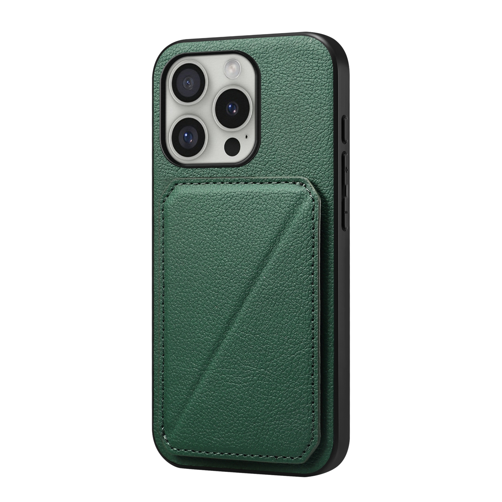 For iPhone 16 Pro D04 Calf Texture Dual Card Slot Holder Phone Case(Green) For iPhone 16 Pro D04 Calf Texture Dual Card Slot Holder Phone Case(Green)