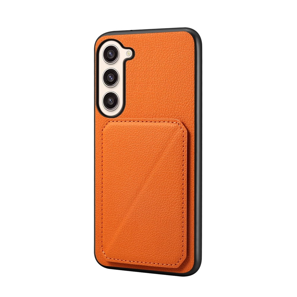 For Samsung Galaxy S23+ 5G D04 Calf Texture Dual Card Slot Holder Phone Case(Orange) For Samsung Galaxy S23+ 5G D04 Calf Texture Dual Card Slot Holder Phone Case(Orange)
