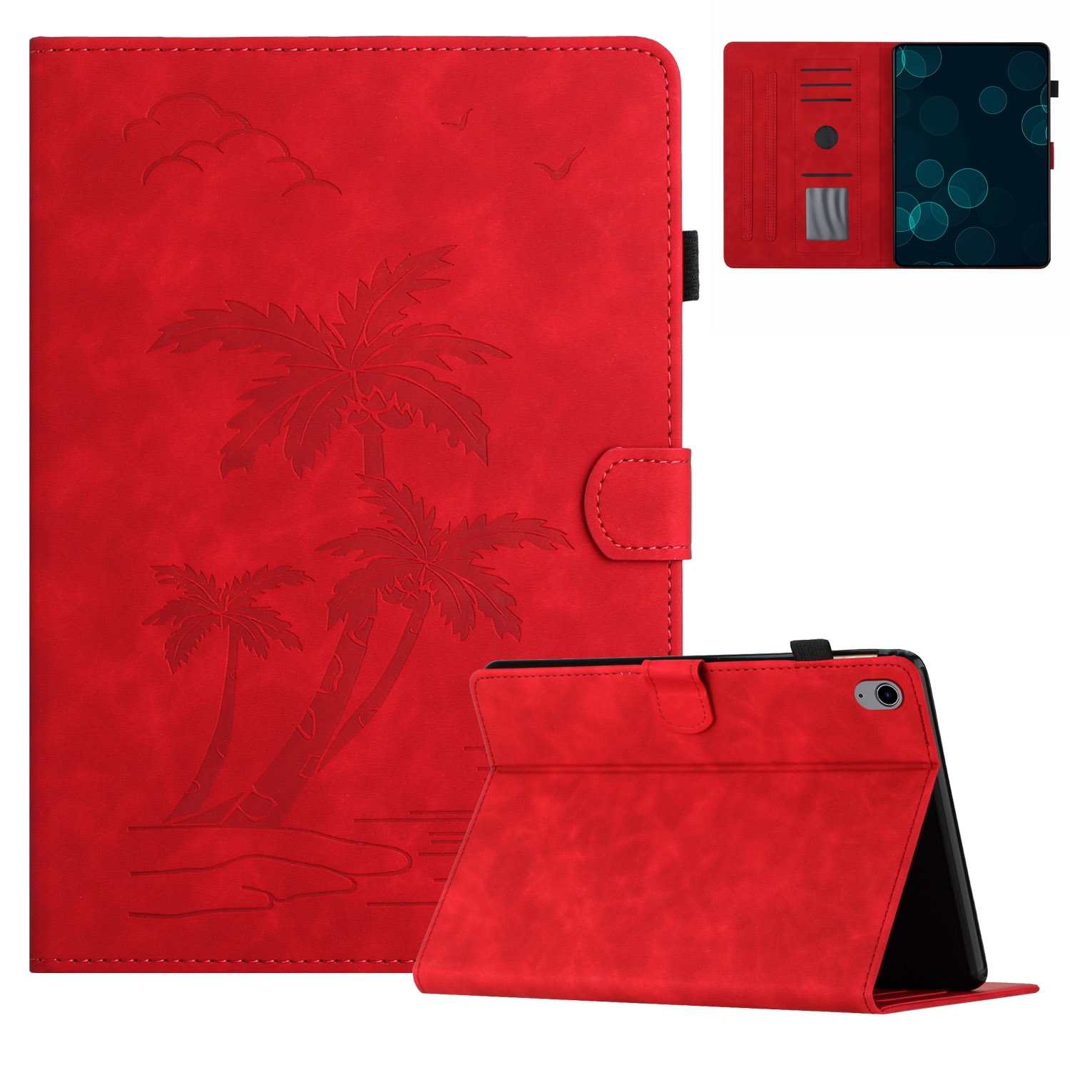 For iPad 10th Gen 10.9 2022 Coconut Tree Embossed Smart Leather Tablet Case(Red) For iPad 10th Gen 10.9 2022 Coconut Tree Embossed Smart Leather Tablet Case(Red)