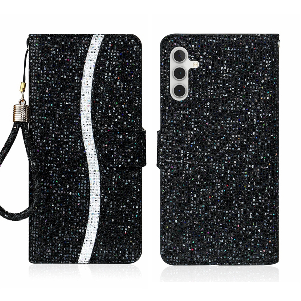 For Samsung Galaxy S24 5G Glitter Powder Filp Leather Phone Case(Black) For Samsung Galaxy S24 5G Glitter Powder Filp Leather Phone Case(Black)