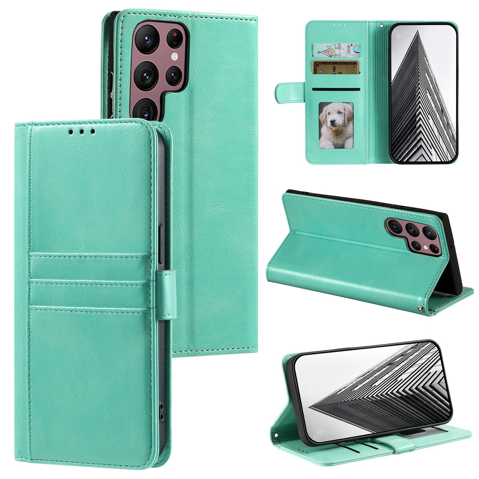 For Samsung Galaxy S22 Ultra 5G Simple 6-Card Wallet Leather Phone Case(Green) For Samsung Galaxy S22 Ultra 5G Simple 6-Card Wallet Leather Phone Case(Green)