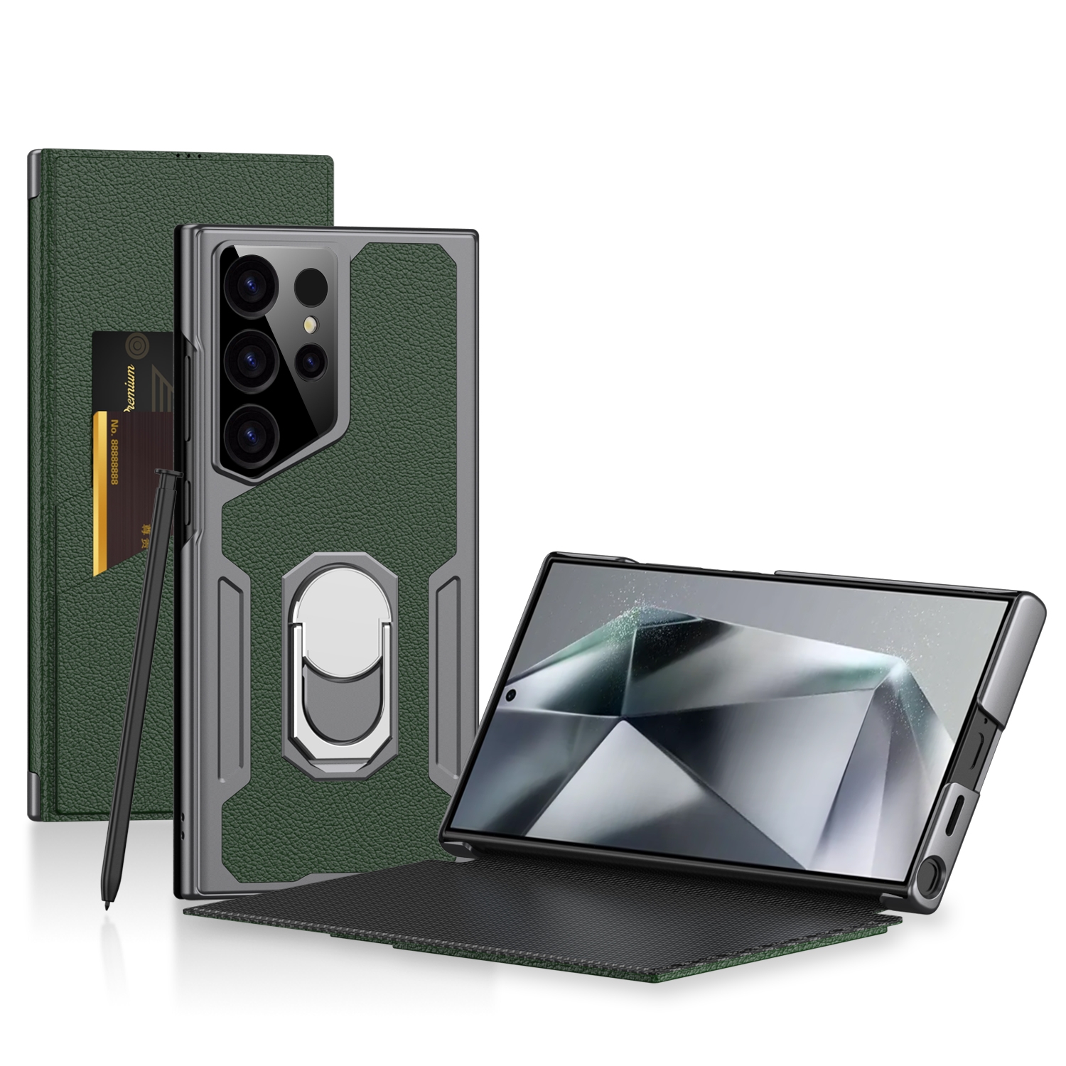 For Samsung Galaxy S24 Ultra 5G GKK Armor Flip Leather Phone Case, Without Pen(Night Green) For Samsung Galaxy S24 Ultra 5G GKK Armor Flip Leather Phone Case, Without Pen(Night Green)