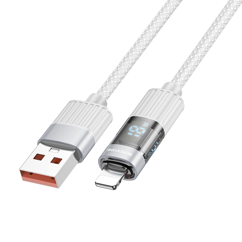 BOROFONE BU46 1.2m 2.4A USB to 8 Pin Basic Charging Data Cable with Display(Grey) BOROFONE BU46 1.2m 2.4A USB to 8 Pin Basic Charging Data Cable with Display(Grey)