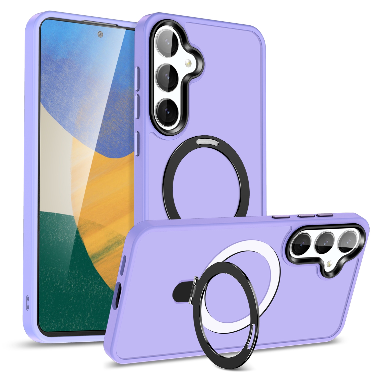 For Samsung Galaxy S23+ 5G MagSafe Holder Skin-feel PC Hybrid TPU Phone Case(Light Purple) For Samsung Galaxy S23+ 5G MagSafe Holder Skin-feel PC Hybrid TPU Phone Case(Light Purple)