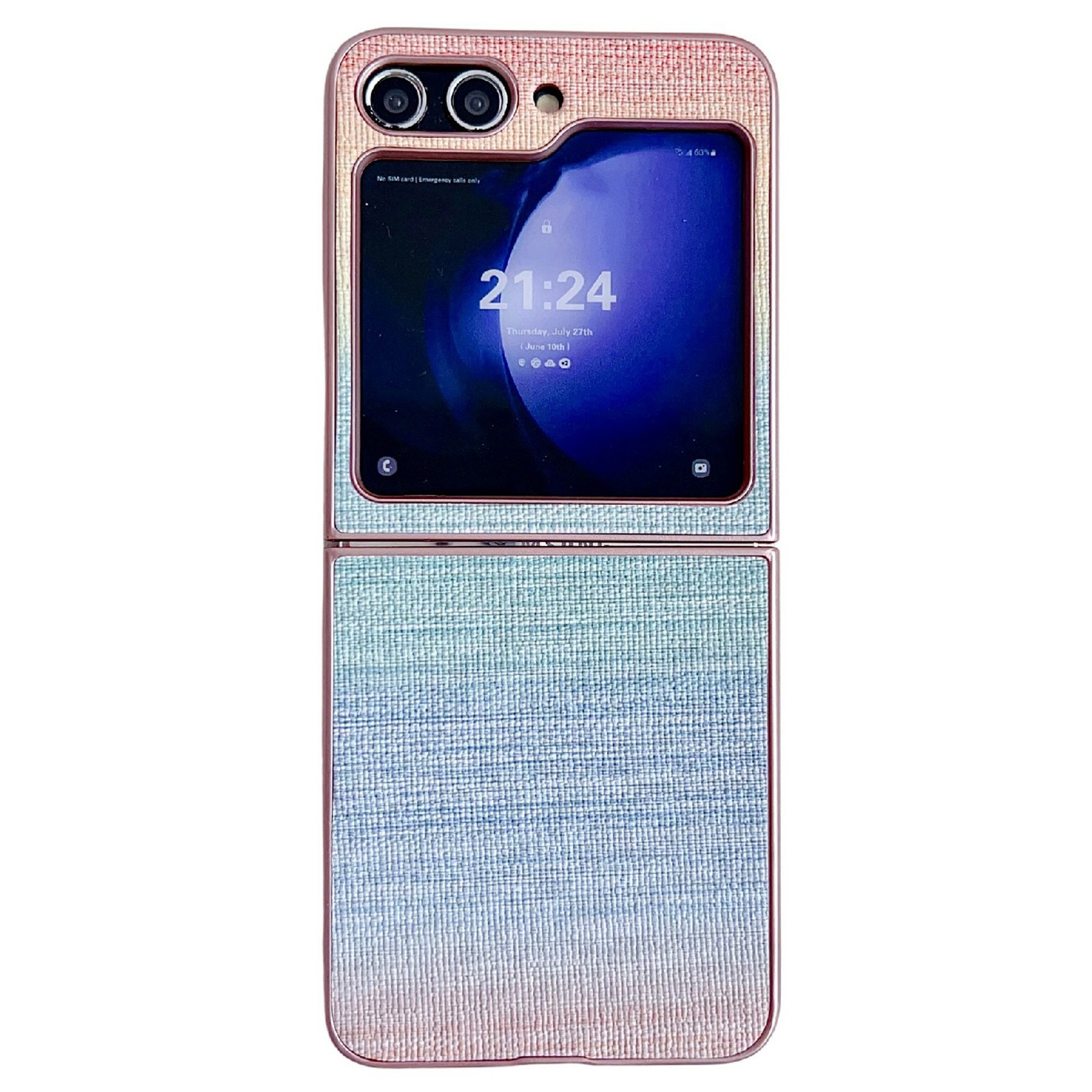 For Samsung Galaxy Z Flip6 Illusory Color Leather Texture PC Phone Case(Pink) For Samsung Galaxy Z Flip6 Illusory Color Leather Texture PC Phone Case(Pink)