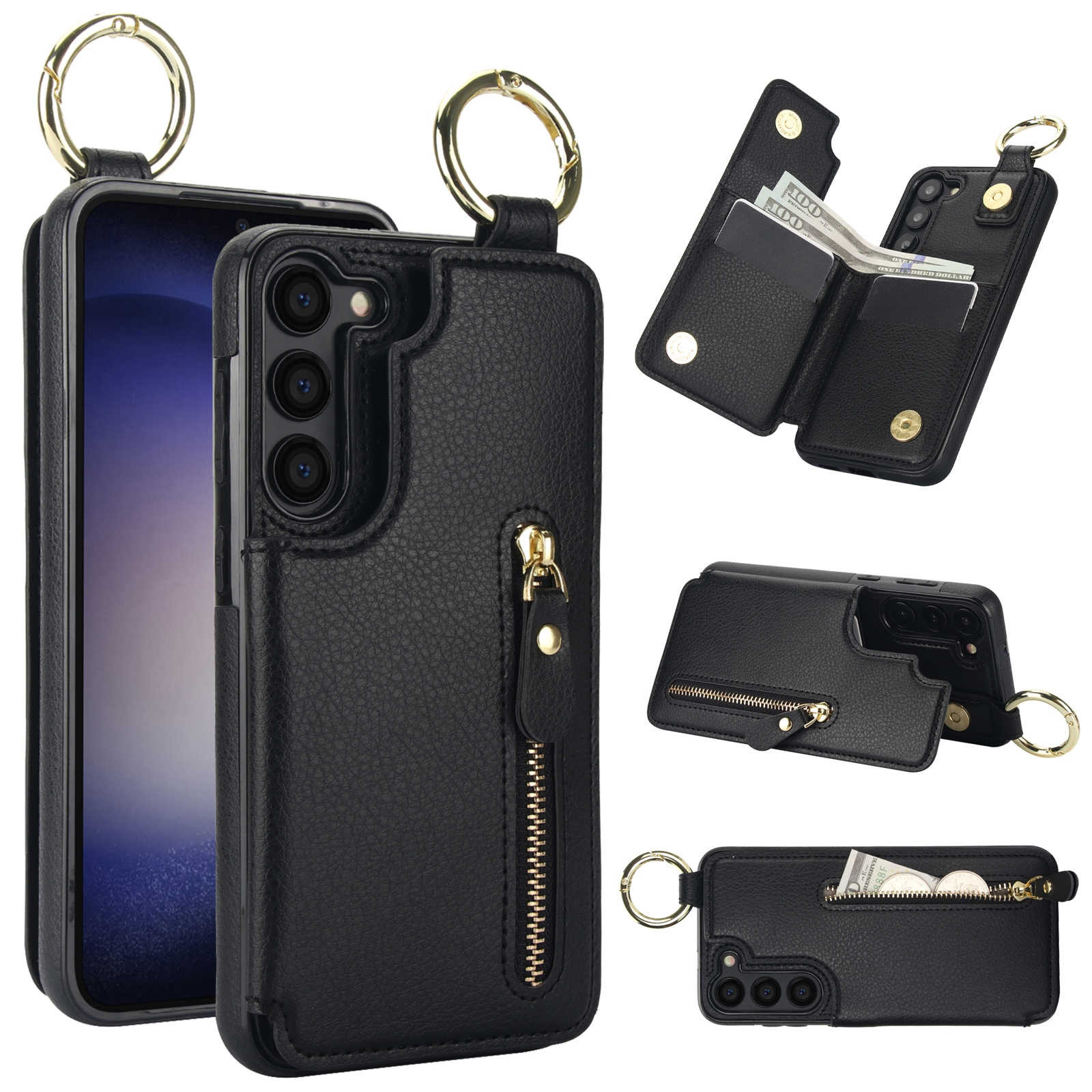 For Samsung Galaxy S23+ 5G Litchi Texture Zipper Double Buckle Card Bag Phone Case(Black) For Samsung Galaxy S23+ 5G Litchi Texture Zipper Double Buckle Card Bag Phone Case(Black)